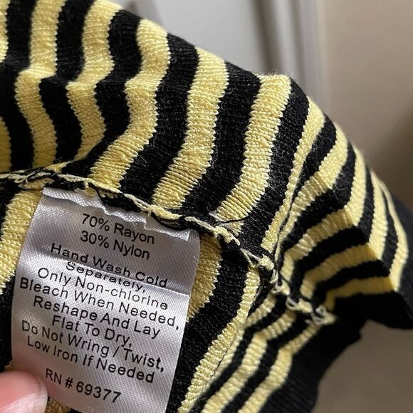 Wendy Williams Yellow/Black Chevron Striped Fit & Flare Sweater Dress;SZ L;BNWT - Picture 6 of 7